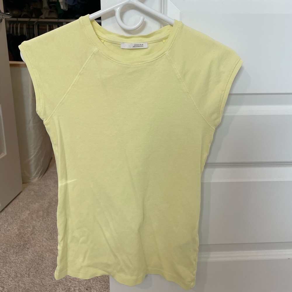 Zara Butter Yellow Cap Sleeve Top